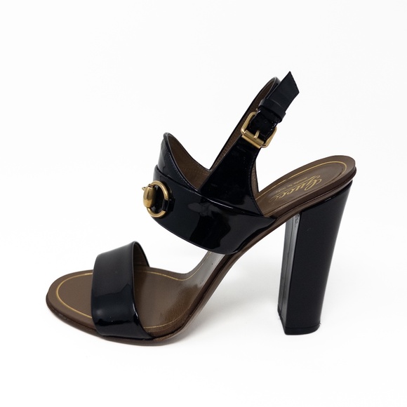 Gucci Shoes - Gucci HorsebIt Patent Leather Heeled Black Sandals Womens 37.5 EU 7.5 US